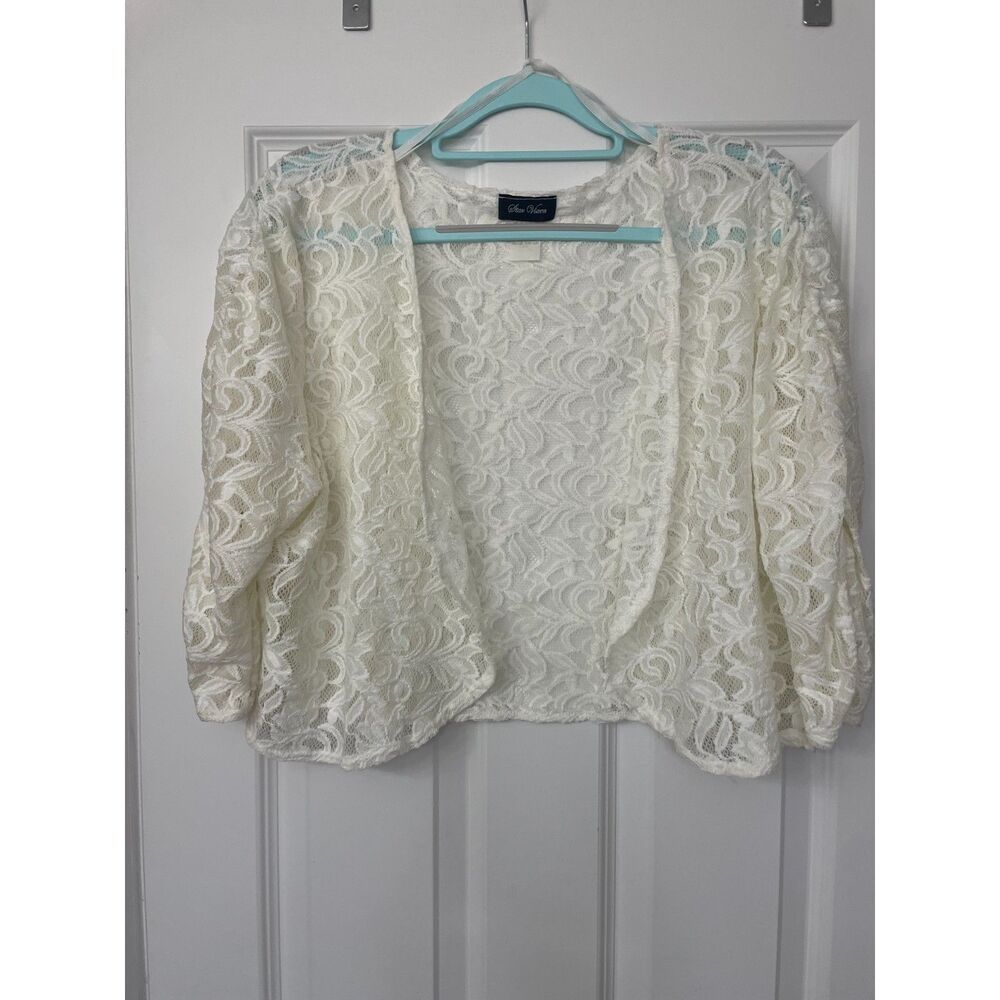 Women's Ivory Lace Sweater Cardigan Sz 3X
